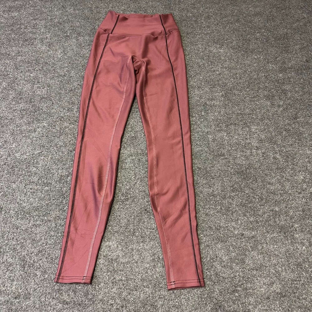 Alo Leggings Womens Size XXS Mauve Pink High Waisted Contrast Piping Athletic
